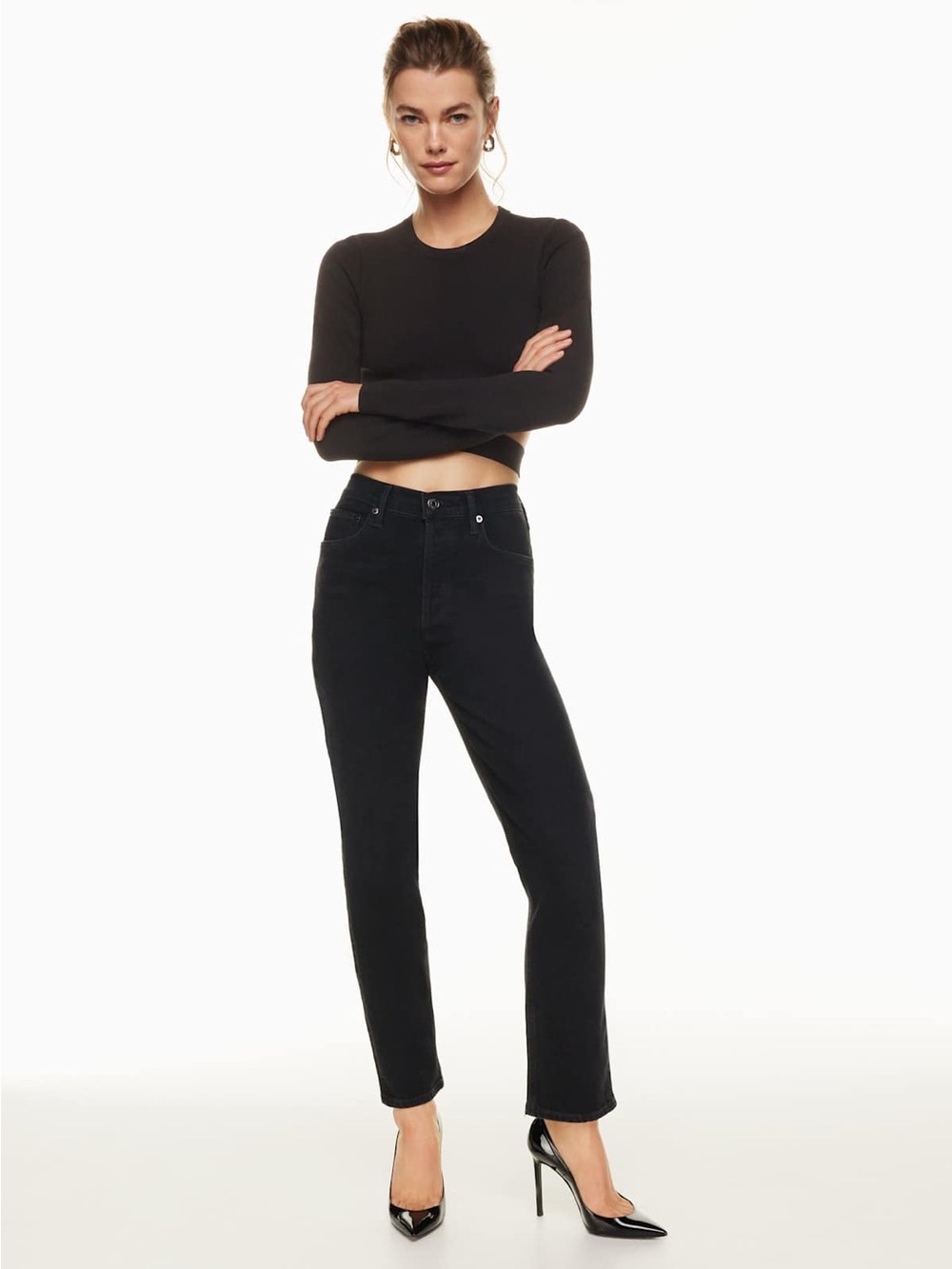 AGOLDE Black High-Rise Straight Jeans
